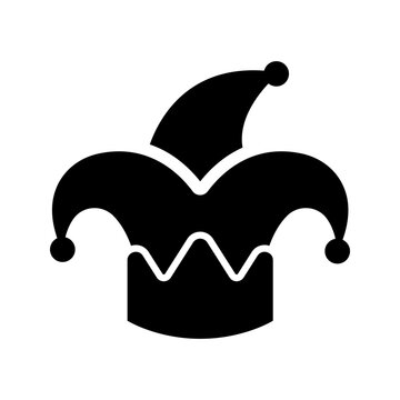 Jester hat icon. Culture and costume filled symbol. Black and white.