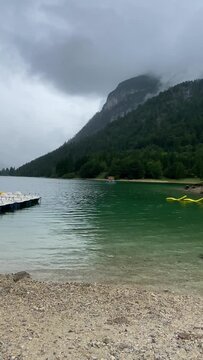 On the beautiful Lago del Predil, Northern Italy
