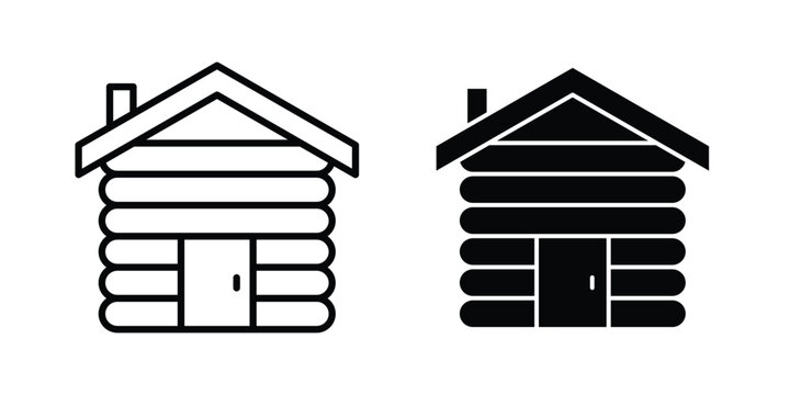 Cabin icon concept. solid and line symbols