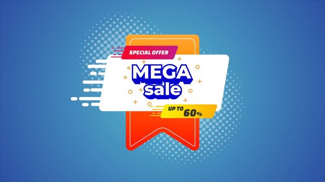 Marketing banner showing mega sale announcement with up to 60% off deal. designed for sales and discounts. 