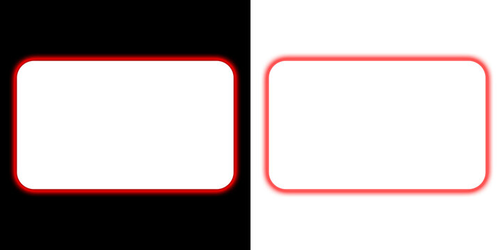 Neon Glow Rounded Rectangle Frame, Red Luminous Border Overlay, Futuristic Light Box PNG Transparent