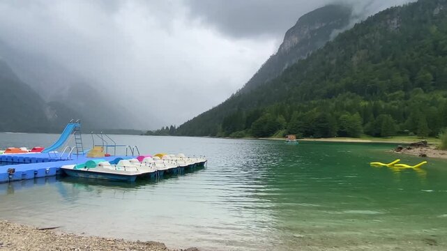 On the beautiful Lago del Predil, Northern Italy