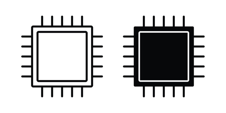 CPU icon concept. solid and line symbols