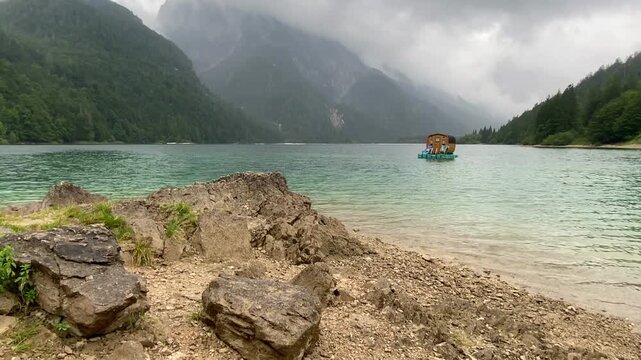 On the beautiful Lago del Predil, Northern Italy