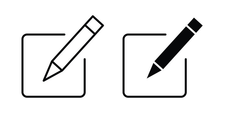 Edit button icon concept. solid and line symbols