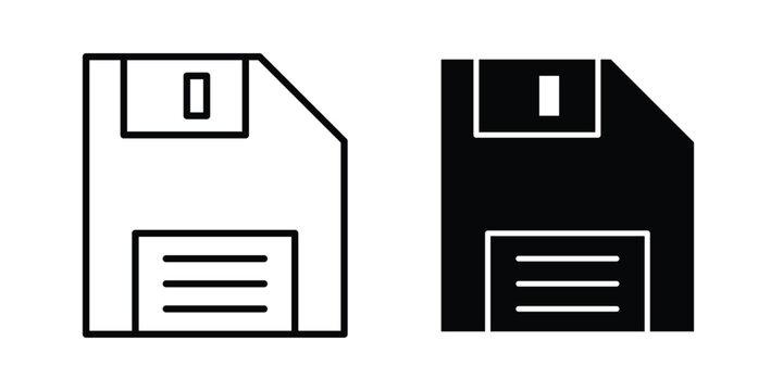 Floppy disk icon concept. solid and line symbols