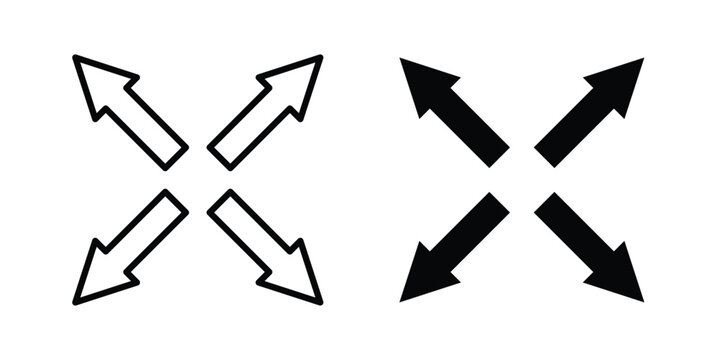Fullscreen icon concept. solid and line symbols