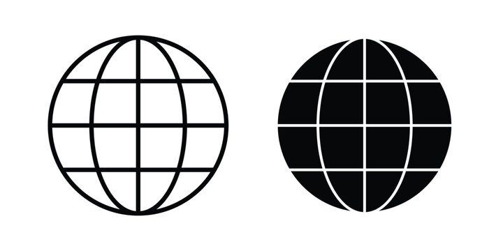 Globe icon concept. solid and line symbols