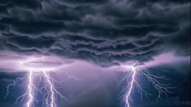 Lightning storm video with dark clouds and dramatic sky