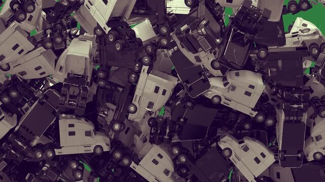 Bunch Robots Animated Green Screen Chroma Key Video Overlay with Isolated Cutout Style for Editing Compositing Motion Graphics Social Media Ads and Creative Design Projects