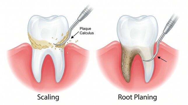 Dental scaling and root planing procedures
