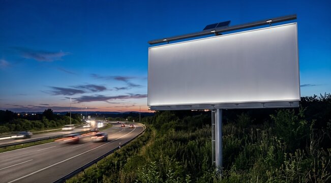 Blank Outdoor Billboard at Nightfall, Advertising Mockup at Dusk
