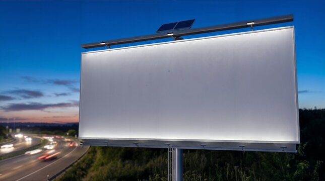 Blank Outdoor Billboard at Nightfall, Advertising Mockup at Dusk