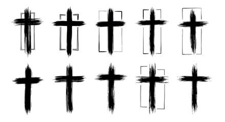 Fototapeta premium Set of Brush Stroke Cross Icons