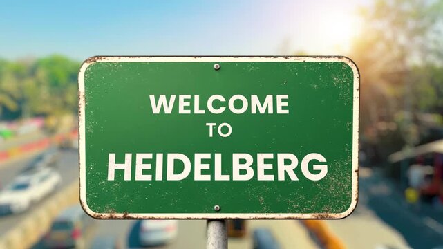 green highway road signs welcoming travelers to iconic destinations in Germany