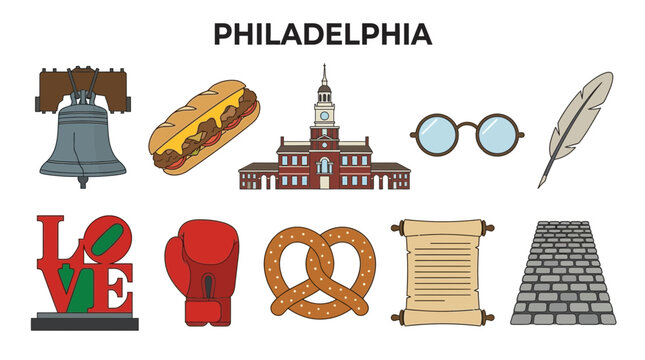 Philadelphia Icons Collection: Liberty Bell Cheesesteak Independence Hall and More.