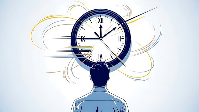 Man with clock on his head.