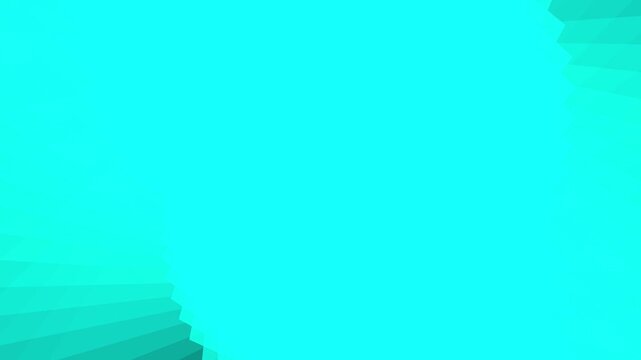 minimalist cyan teal background with subtle layered geometric edges at bottom left and top right
