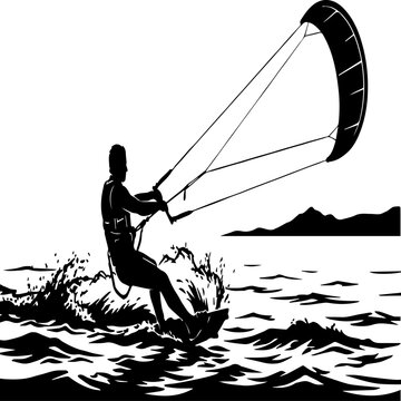 Kitesurfing Silhouette Vector Illustration