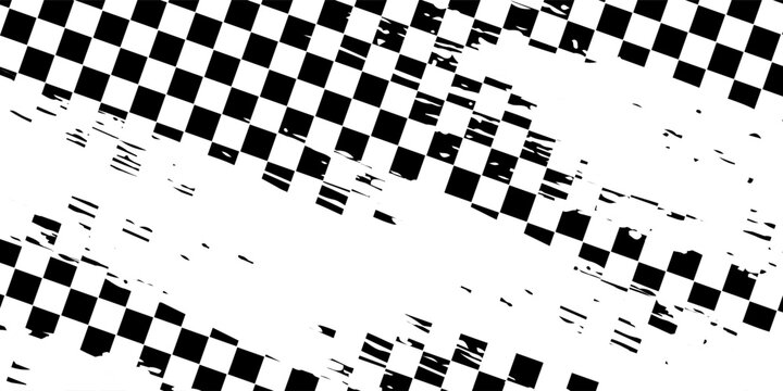 Trippy checkerboard background, wavy checker pattern, optical illusion. Vector seamless black and white swirl. Abstract distorted psychedelic texture, geometric ornament, monochrome chessboard print