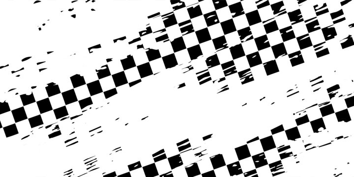 Trippy checkerboard background, wavy checker pattern, optical illusion. Vector seamless black and white swirl. Abstract distorted psychedelic texture, geometric ornament, monochrome chessboard print