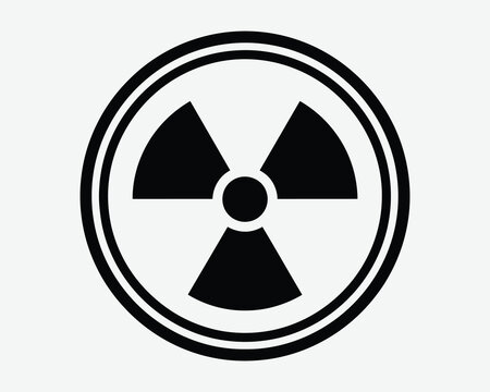 Radioactive hazard symbol icon black and white safety warning sign