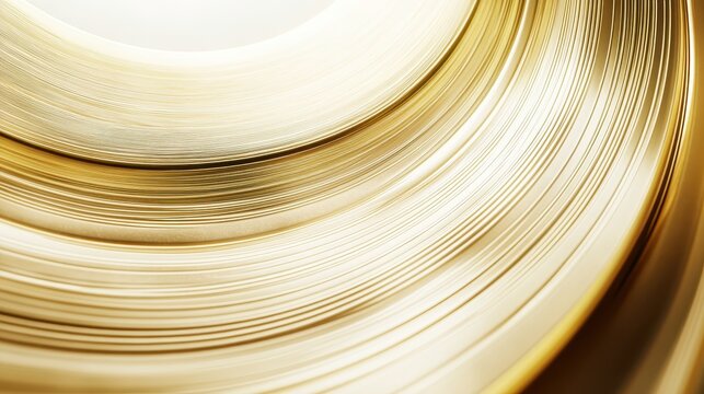 Abstract close-up view of coiled gold metal for financial investment and wealth accumulation