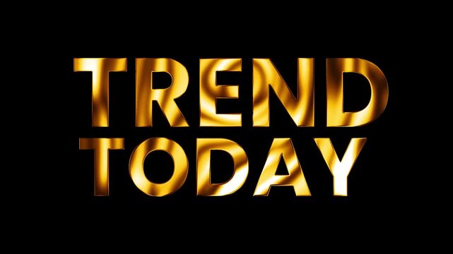 Trend today text design with golden curve lines shine animation