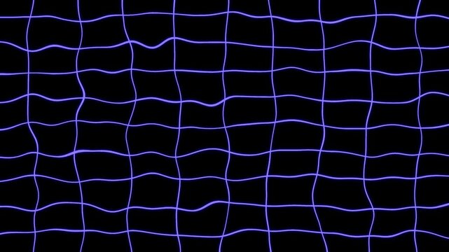 An abstract purple grid with wavy, organic lines on a black background.