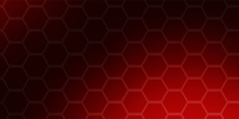 Fototapeta premium Abstract dark red and black hexagon background with geometric honeycomb pattern and gradient effect vector illustartion
