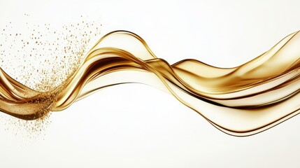 Obraz premium Lustrous Gold Wave with Dynamic Flowing Ribbons and Glittering Particles