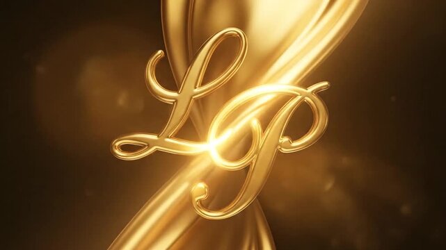 Golden Elegance - Abstract Design with Flowing Lines and Lettering.