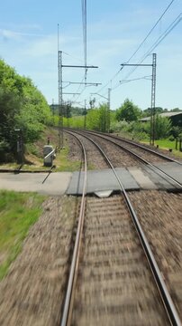 A level crossing as seen from the train vertical