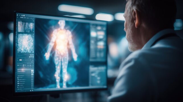 Advanced AI Agent Interface on Futuristic Computer Screen