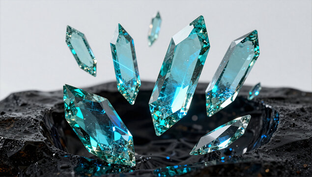 Geometric Paraiba Floating Crystal Constellation