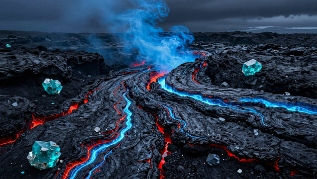 Volcanic Paraiba Neon Blue Lava Flow