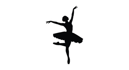 Ballerina in arabesque pose black silhouette © SAKINA