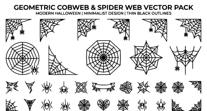 Minimal Cobweb Corner Frames and Spider Web Symbols Vector Pack