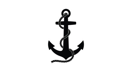 Anchor with rope black silhouette © SAKINA