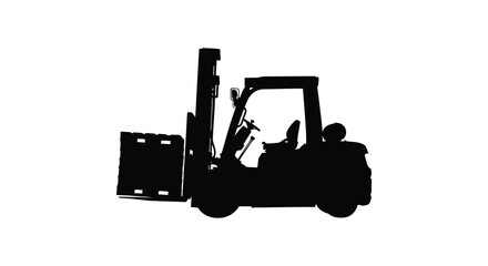 Forklift truck side view black silhouette © SAKINA