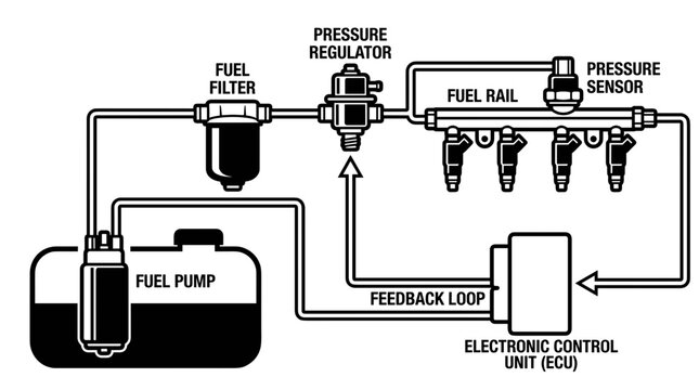 Automotive Fuel Injection System Diagram.