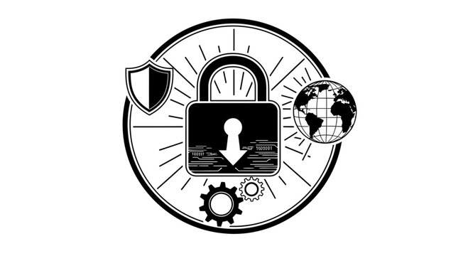 Global Cyber Security Concept Icon Illustration