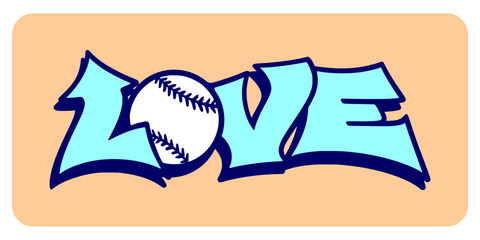 Blue wild style love baseball graffiti lettering featuring sharp interlocking borders and bisbol graphic. Dynamic urban sports typography for athletic branding and fan apparel. © dirtyfellas
