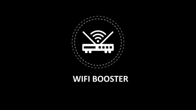 Animated wifi booster with dynamic signal strength and text, 4k resolution 1. wifi booster animation