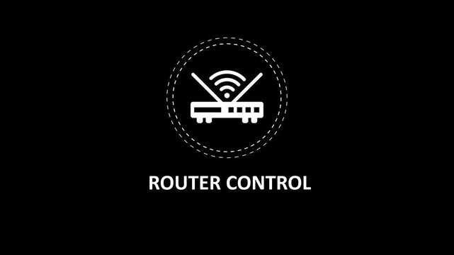 Animated router control with wi-fi signal and dynamic radar scanning on black background