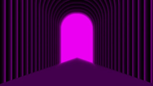 Futuristic neon purple tunnel corridor glowing sci fi portal background motion animation loop