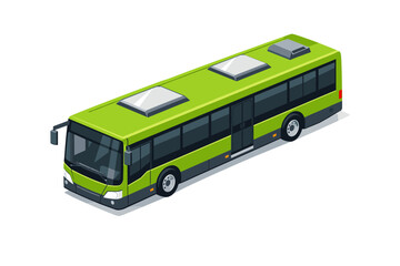 Fototapeta premium Green Public Transportation Bus, Modern Design, Urban Transit Vehicle for Commuting and City Travel, Clean Energy Mobility Illustration