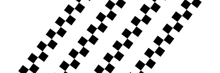 Fototapeta premium Race flags or checkerboard background. Chess game or rally sport car competition wallpaper. Tilted black and white squares pattern. Banner with checkered texture