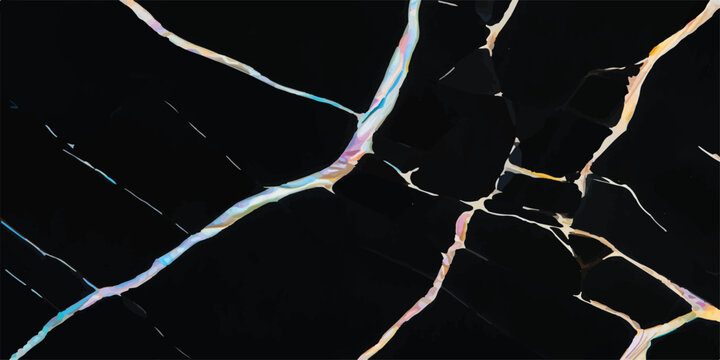 Black abstract texture with crackled white and iridescent veins abstract background cracked pattern vein pattern fractured organic surface texture white lines colorful lines