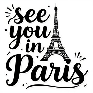 Eiffel Tower with &ldquo;See You in Paris&rdquo; Text Design